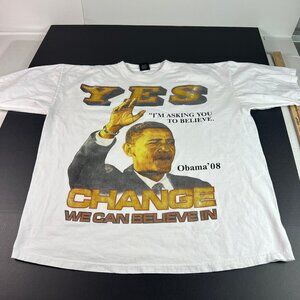 2008 Presidential Race Change Barack Obama Shirt Extra Extra Large White Tee